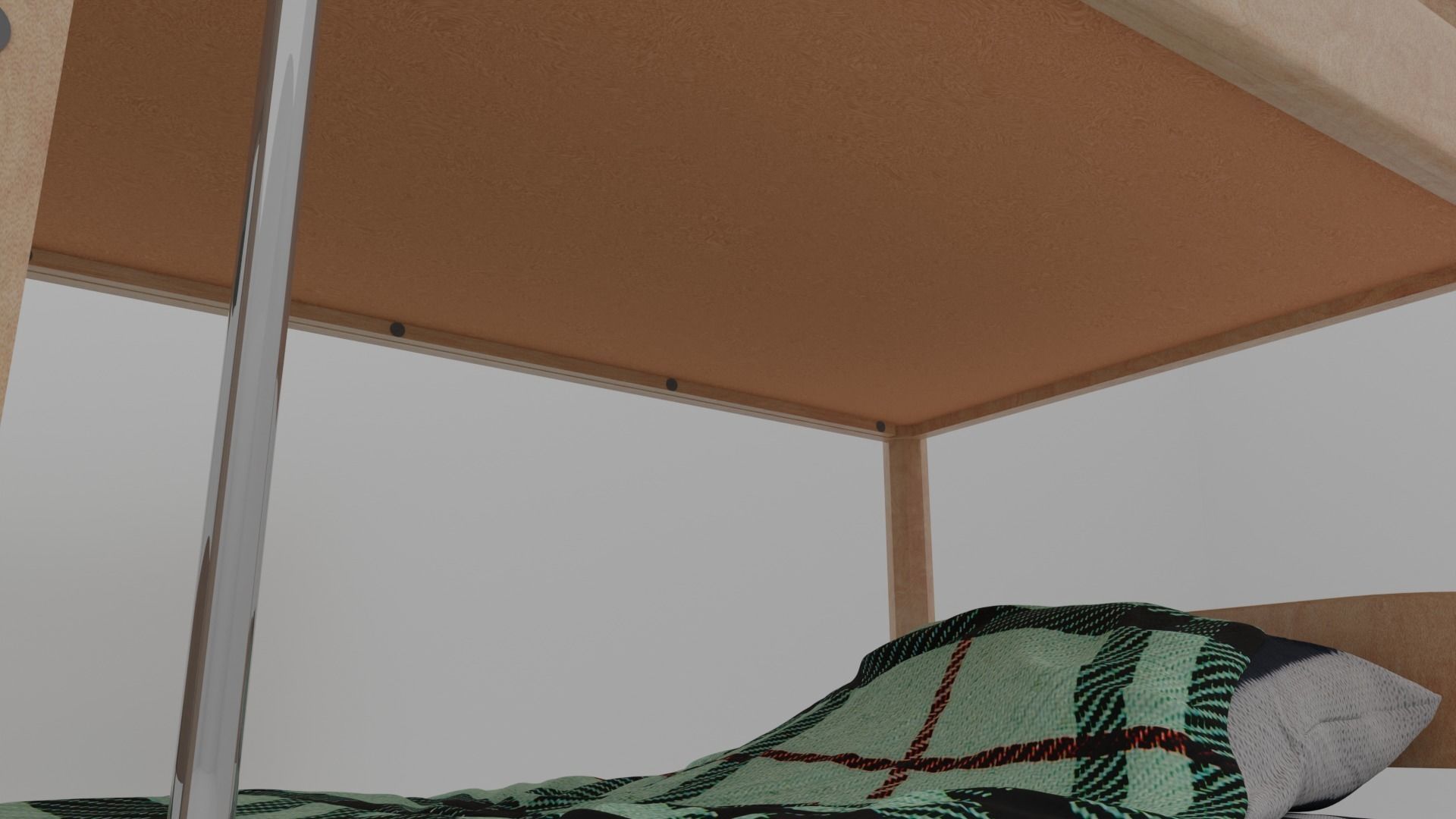 Wooden modular bunk bed 3D model_4