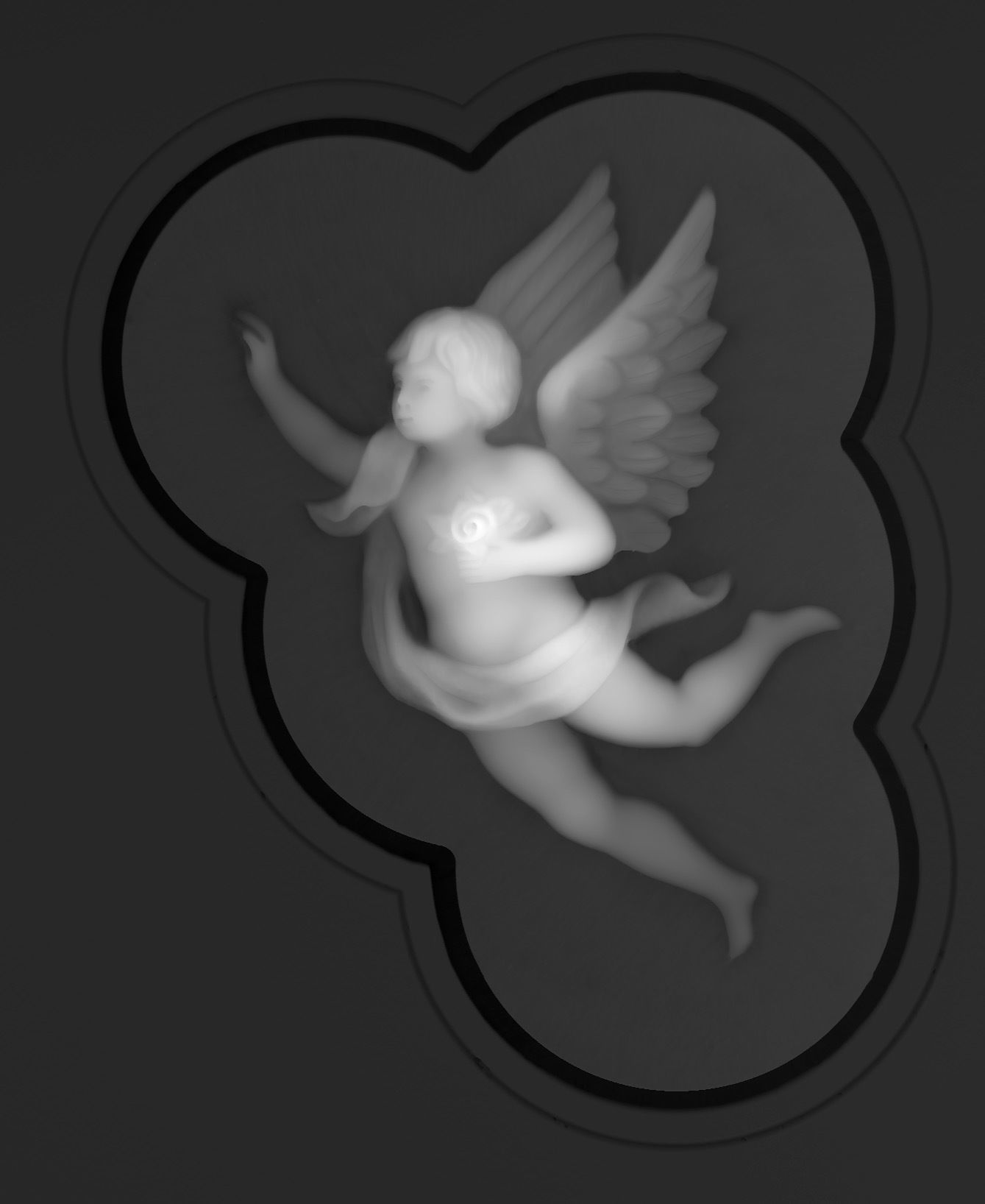 Angel flying in cloud 3D model_2