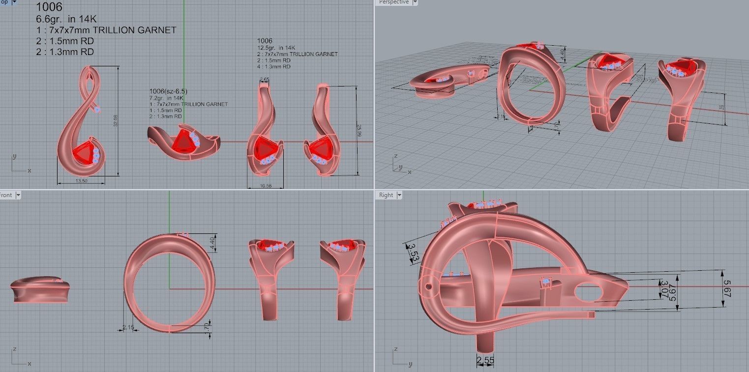 Trilliant Drop Style Earring 1006 3D print model_4