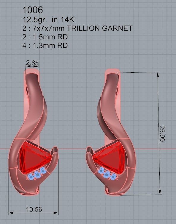 Trilliant Drop Style Earring 1006 3D print model_6