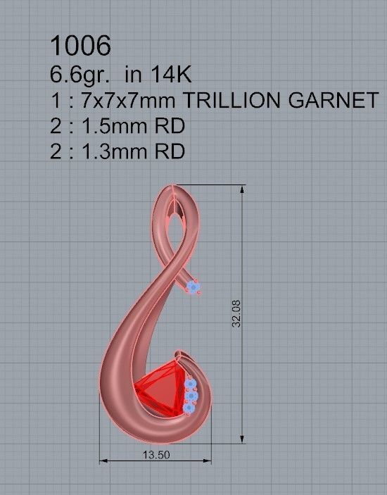 Trilliant Drop Style Earring 1006 3D print model_7
