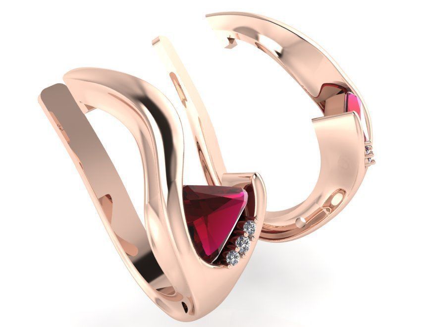 Trilliant Drop Style Earring 1006 3D print model_1