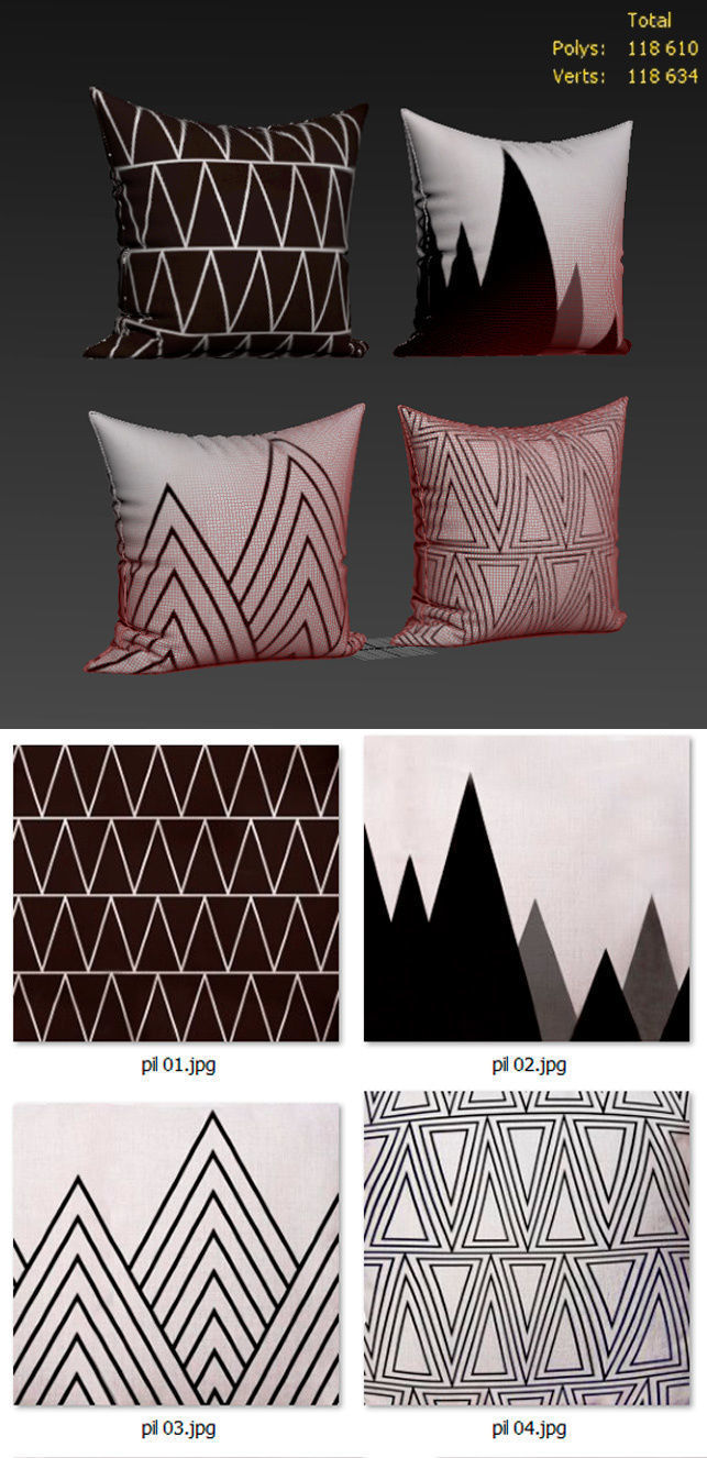 Decorative pillows Houzz set 192 3D model_21