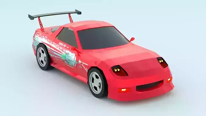 Mazda rx 7 low poly game ready 3d model Free low-poly 3D model