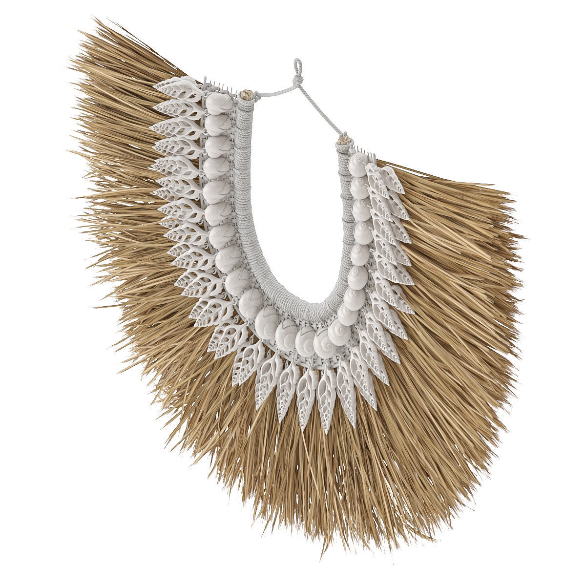 Seashell and algae necklace 3D model_3