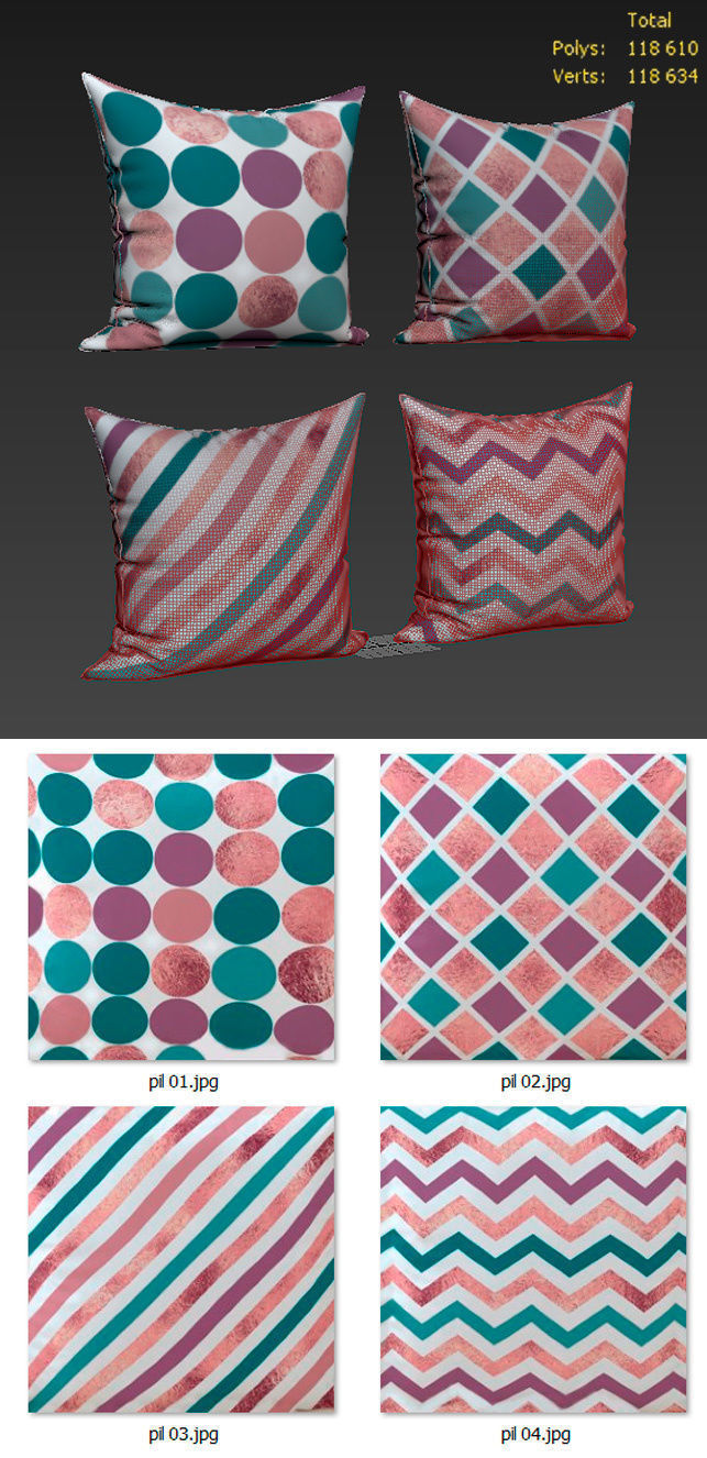 Decorative pillows Houzz set 195 3D model_19
