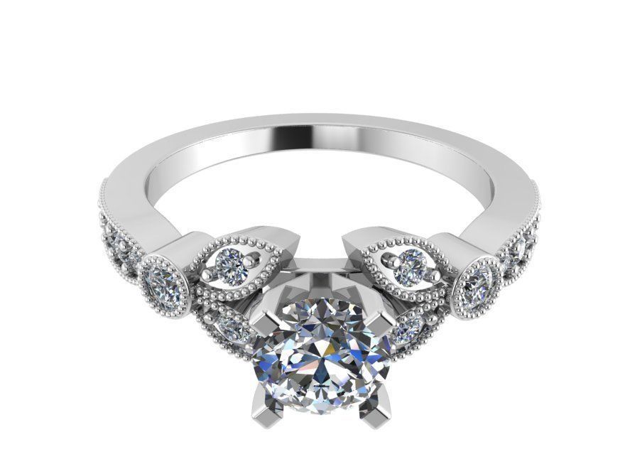 Peg Head Setting Floral Ring 1009 3D print model_2