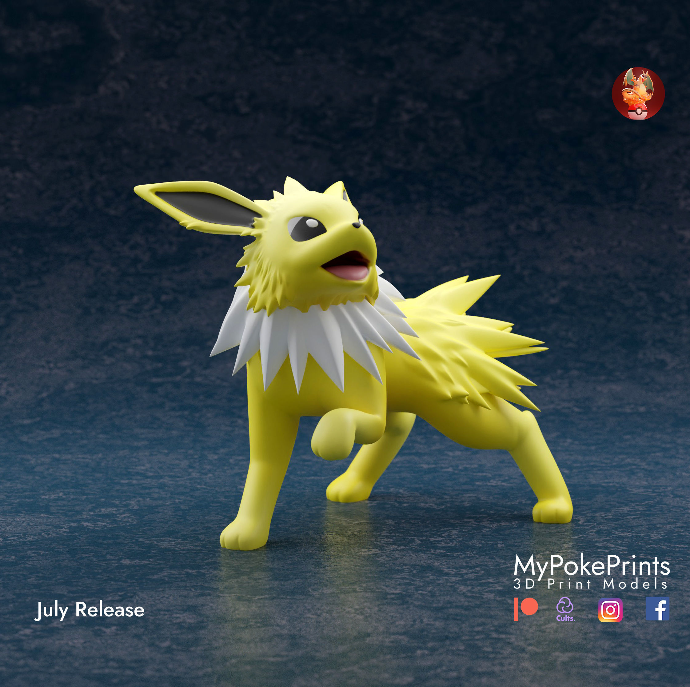 JOLTEON 3 POSES - PRE-SUPPORTED EEVEELUTION POKEMON 3D print model_6