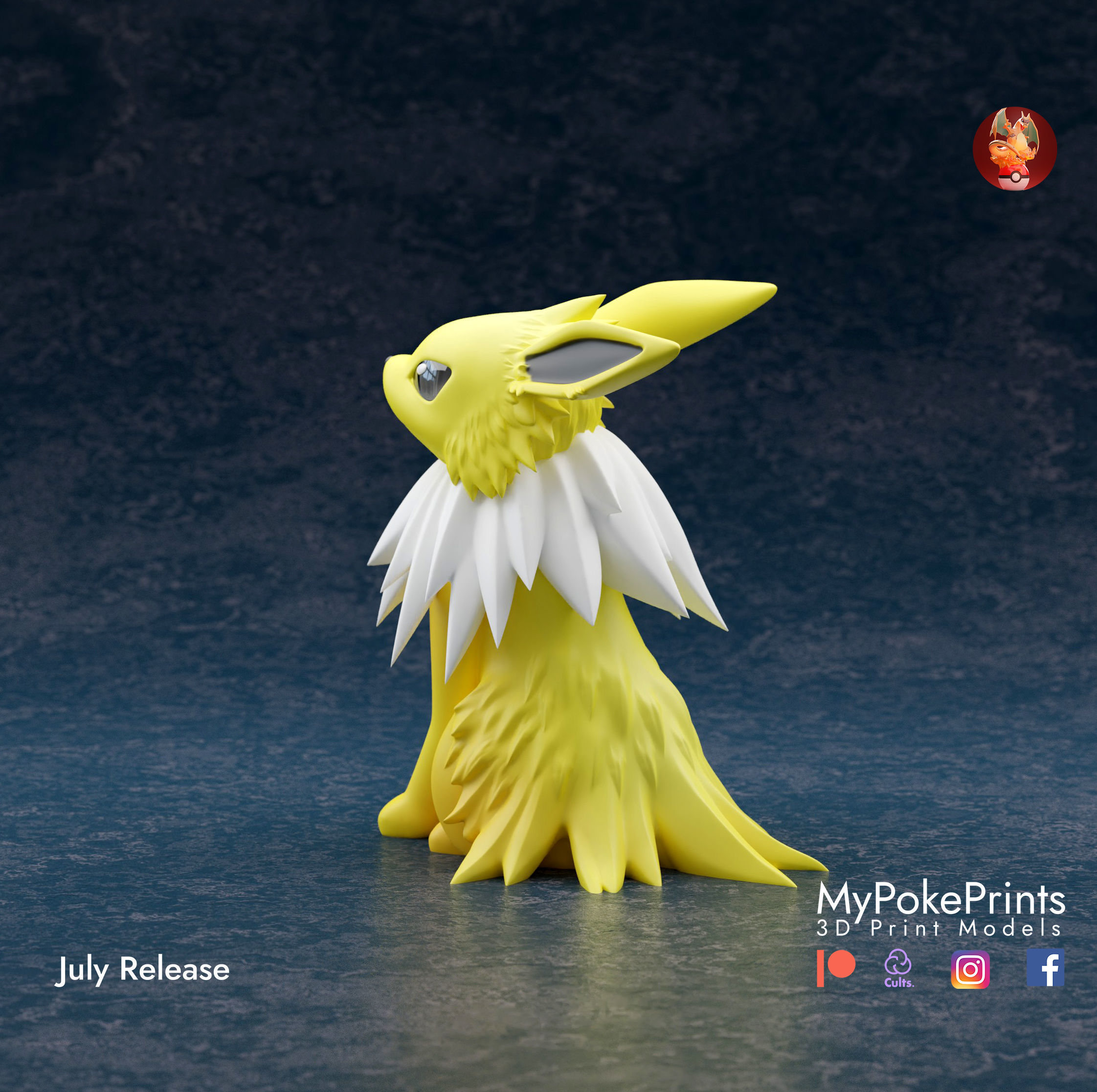 JOLTEON 3 POSES - PRE-SUPPORTED EEVEELUTION POKEMON 3D print model_4