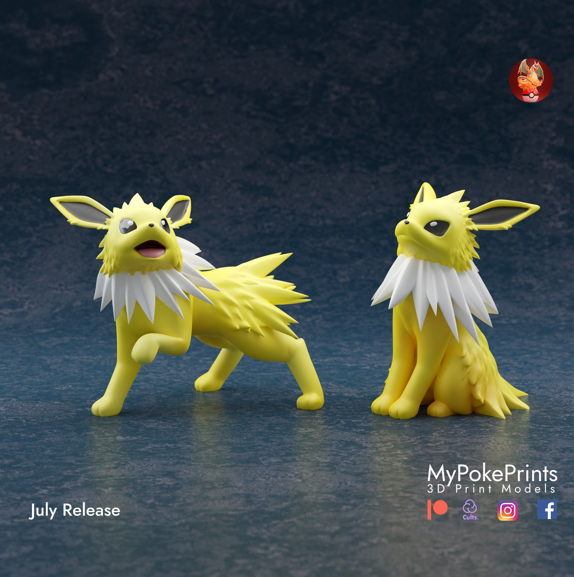 JOLTEON 3 POSES - PRE-SUPPORTED EEVEELUTION POKEMON 3D print model_1