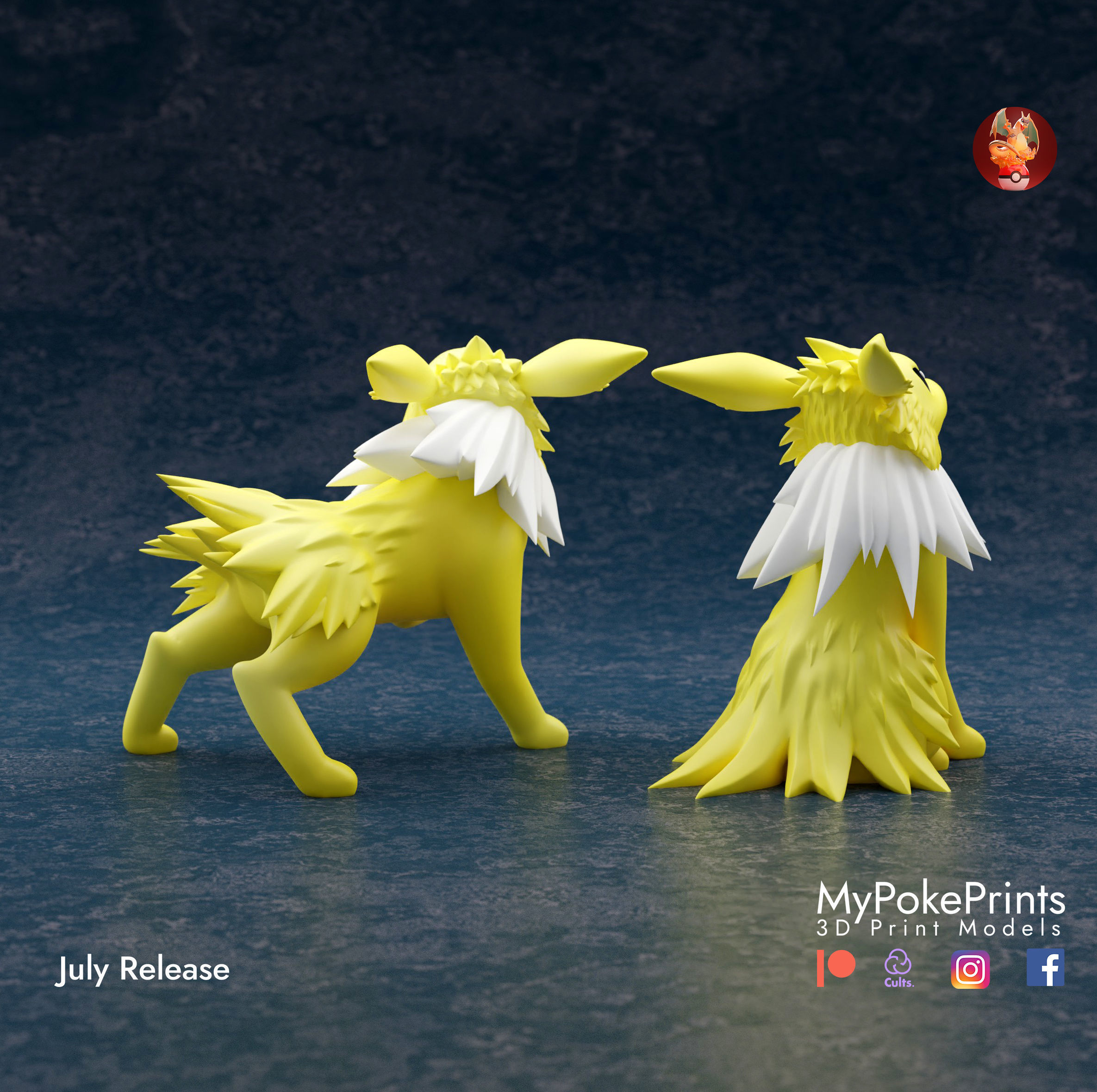 JOLTEON 3 POSES - PRE-SUPPORTED EEVEELUTION POKEMON 3D print model_2