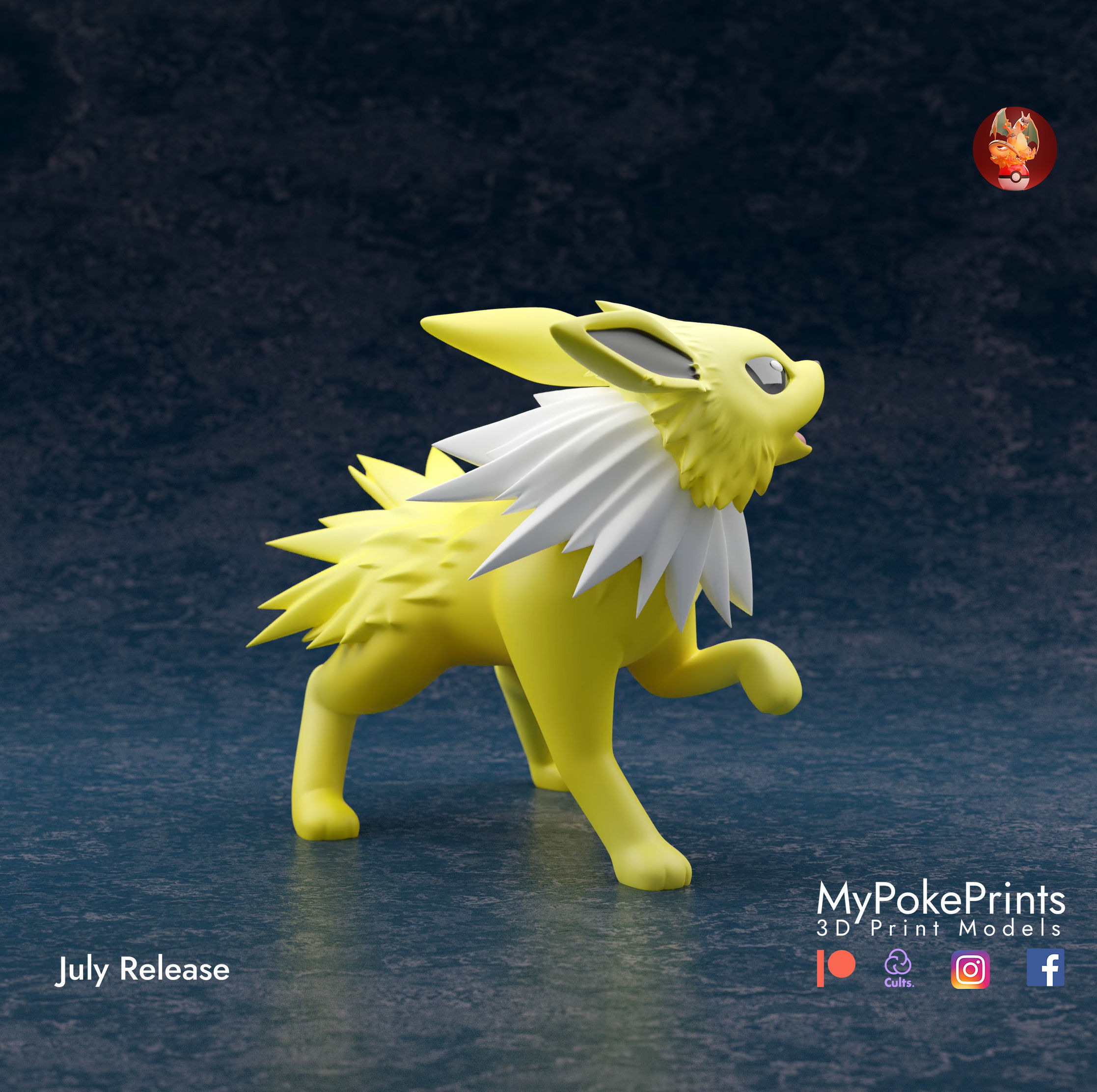 JOLTEON 3 POSES - PRE-SUPPORTED EEVEELUTION POKEMON 3D print model_8