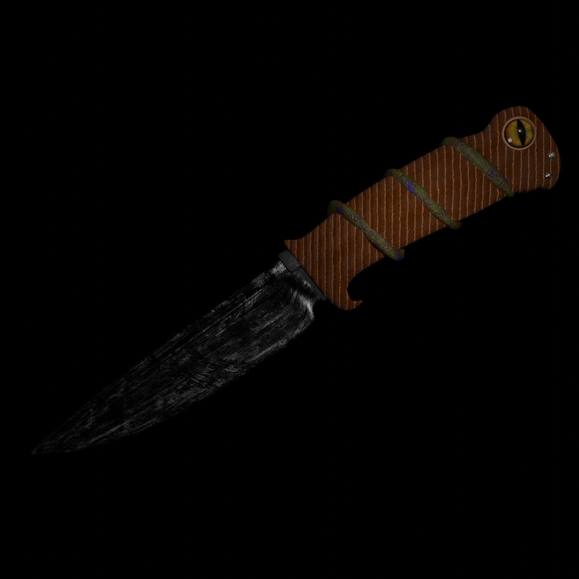 Knife from Jungle low-poly game to ready PBR Low-poly 3D model Low-poly 3D model_3