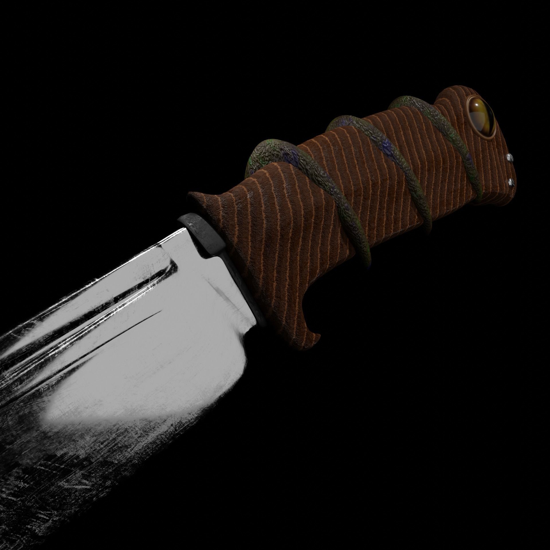 Knife from Jungle low-poly game to ready PBR Low-poly 3D model Low-poly 3D model_1