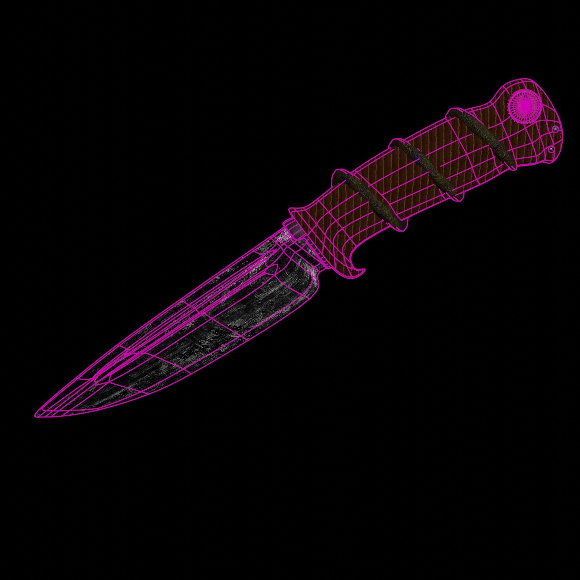 Knife from Jungle low-poly game to ready PBR Low-poly 3D model Low-poly 3D model_9