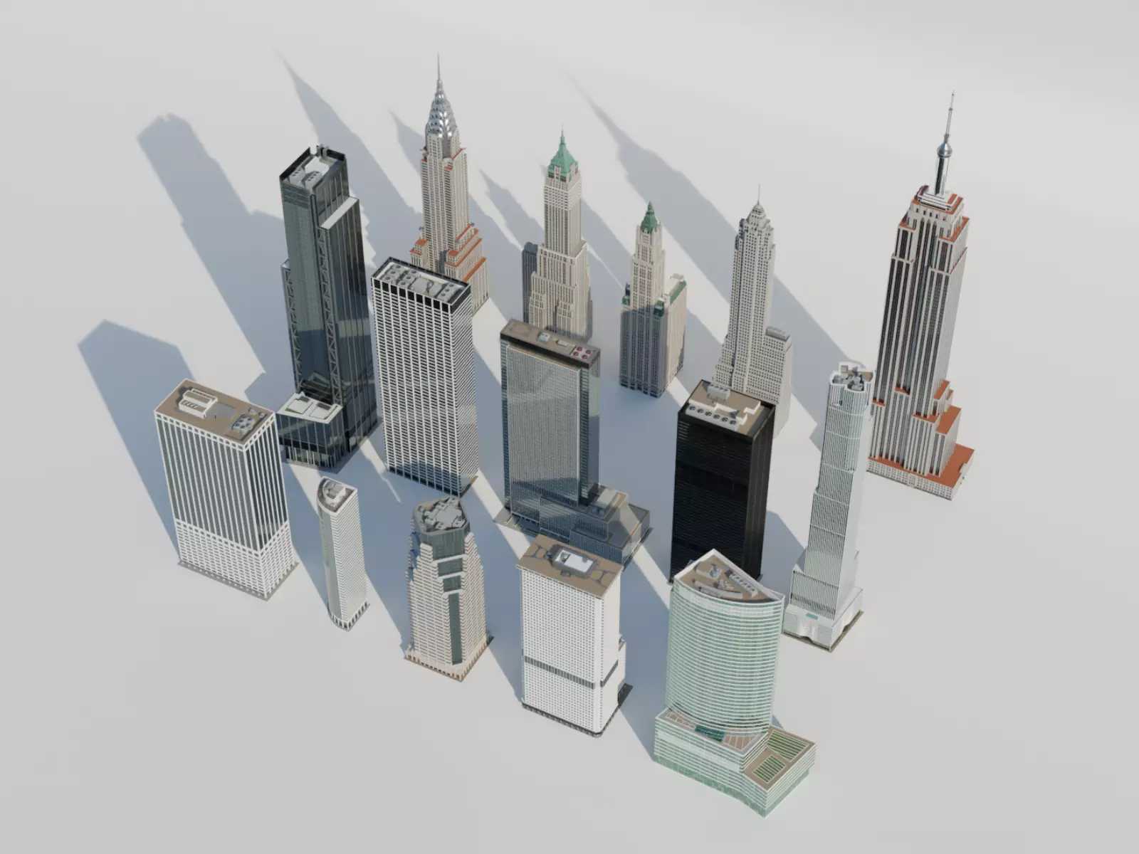 NYC Tall Skyscrapers v4 Low-poly 3D model_0