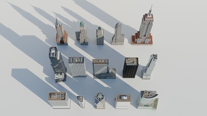 NYC Tall Skyscrapers v4 Low-poly 3D model 2
