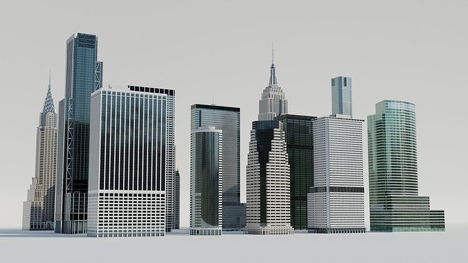 NYC Tall Skyscrapers v4 Low-poly 3D model 3