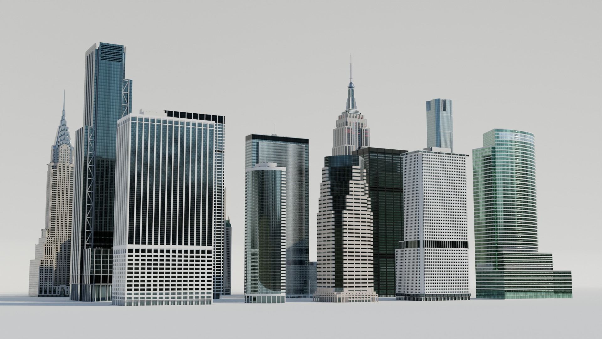 NYC Tall Skyscrapers v4 Low-poly 3D model_2