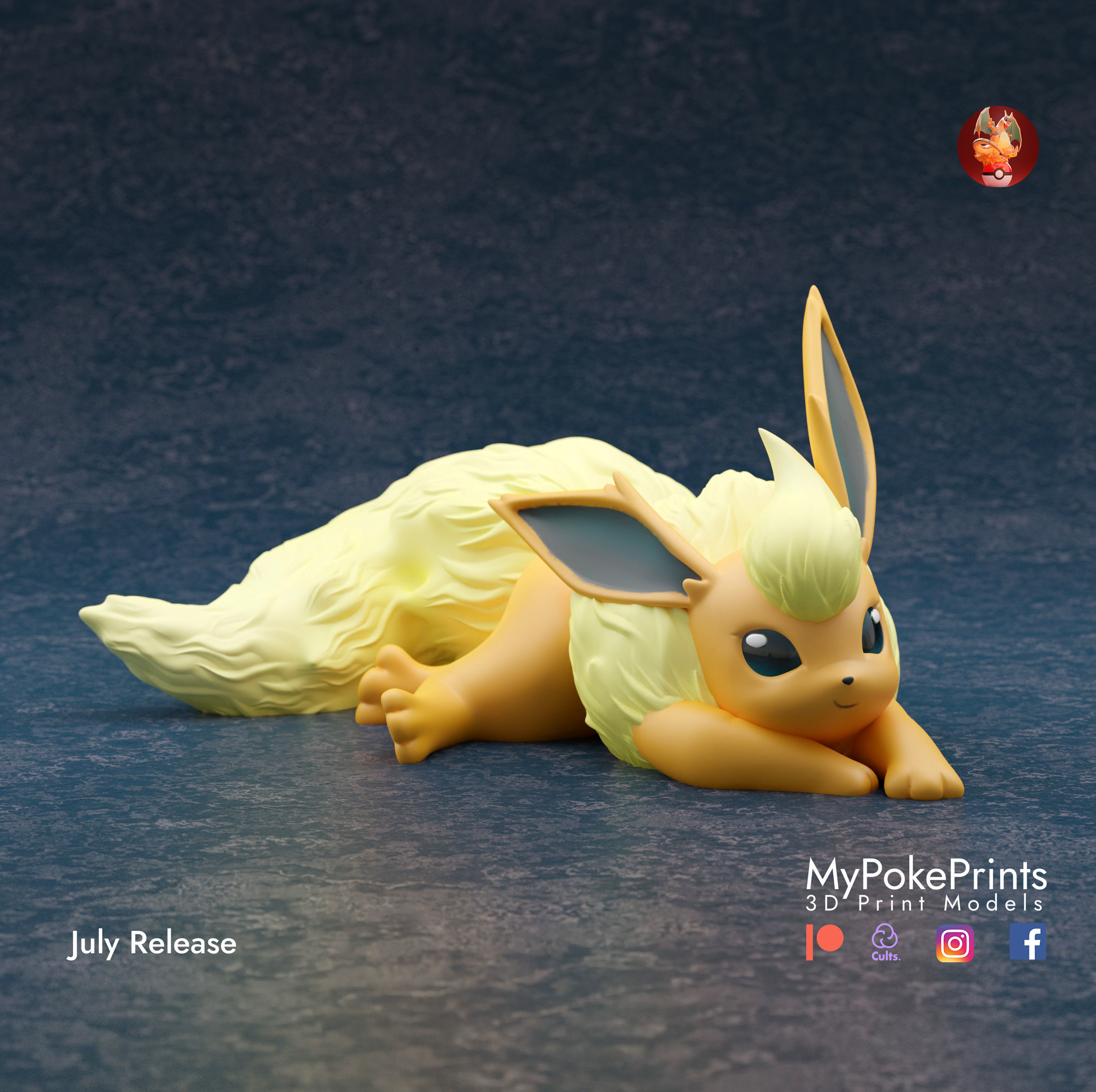 Flareon 3 poses - pre-supported eeveelution pokemon 3D print model_2