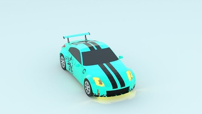 Nissan 350Z low poly game ready 3d model Low-poly 3D model Free low-poly 3D model