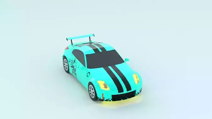 Nissan 350Z low poly game ready 3d model Low-poly 3D model Free low-poly 3D model