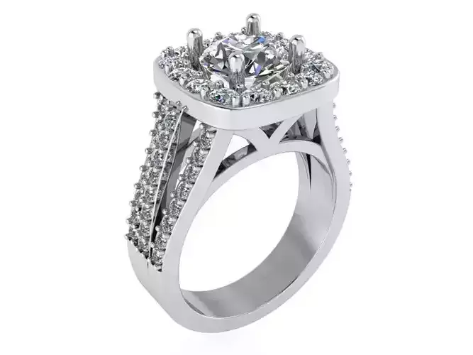 Square Halo Cathedral Diamond Ring 1020