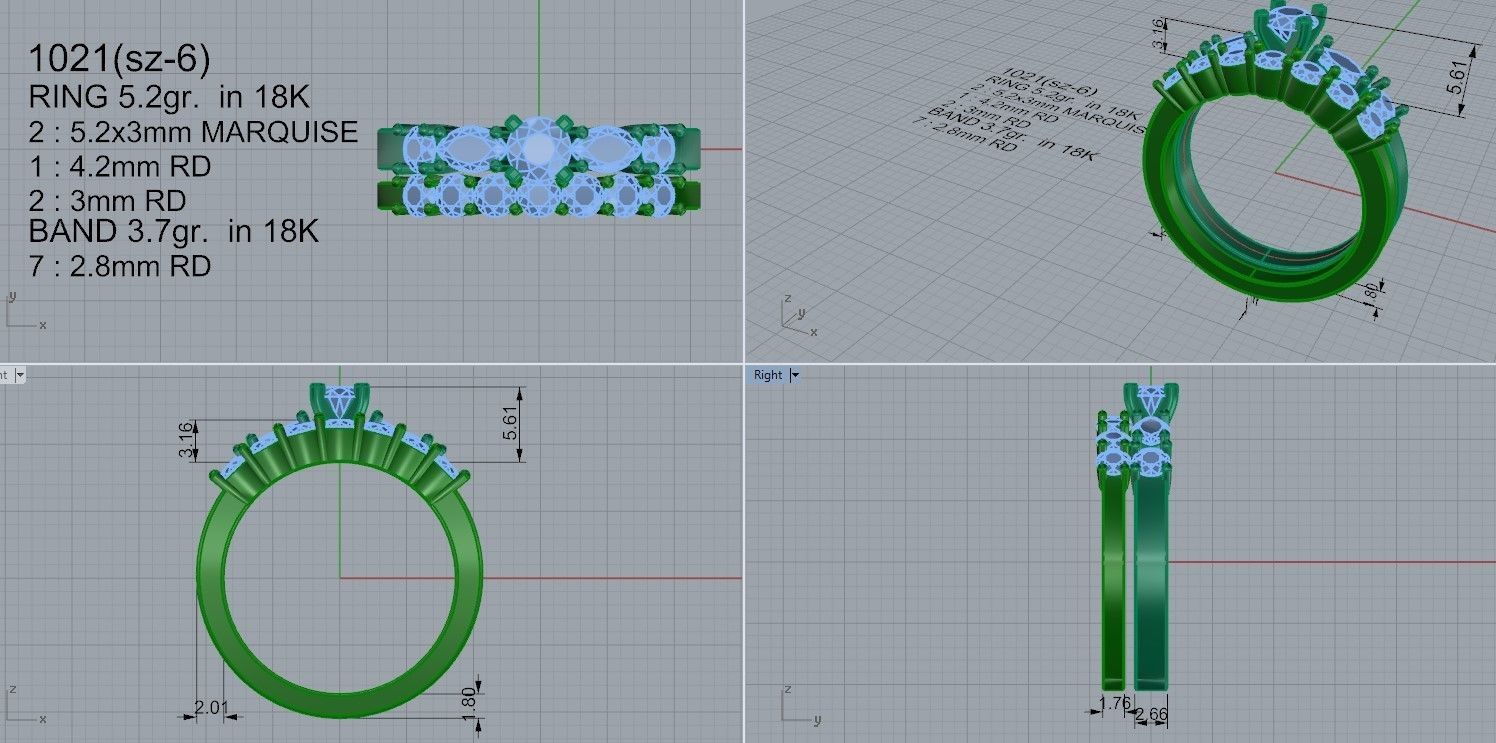 Diamond Bridal Set 1021 3D print model_4