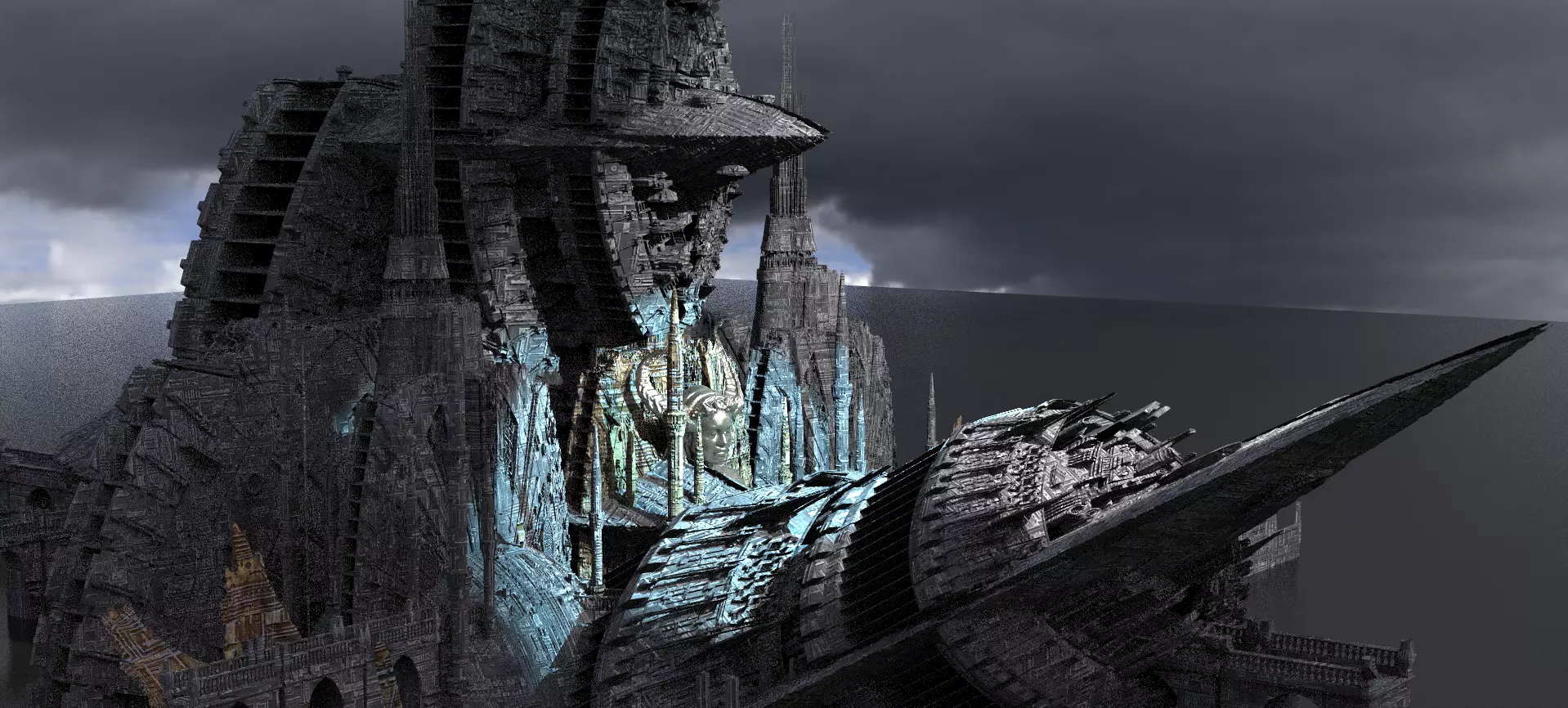 Covenant City Telescopes Ships 3 Kit bash 3D model_0