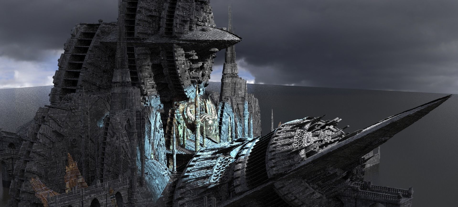 Covenant City Telescopes Ships 3 Kit bash 3D model_1