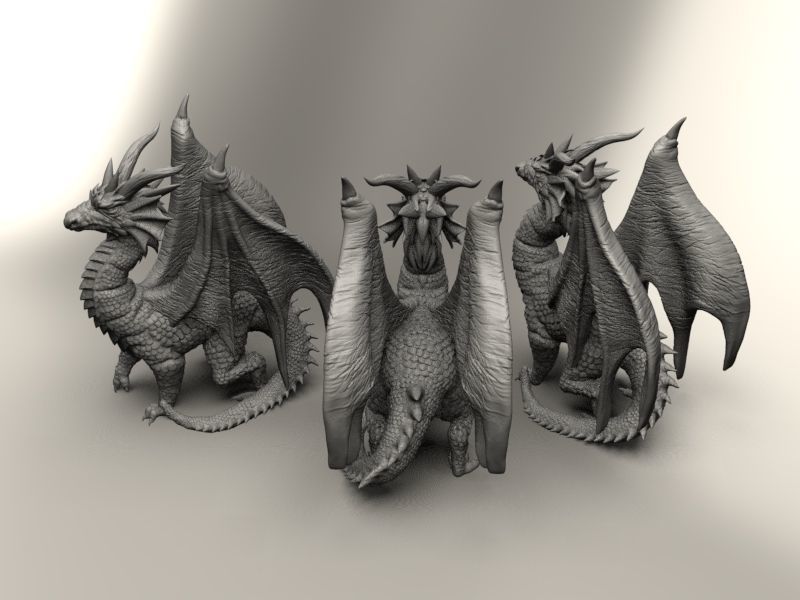 Dragon02 three dragons 3D print model_3