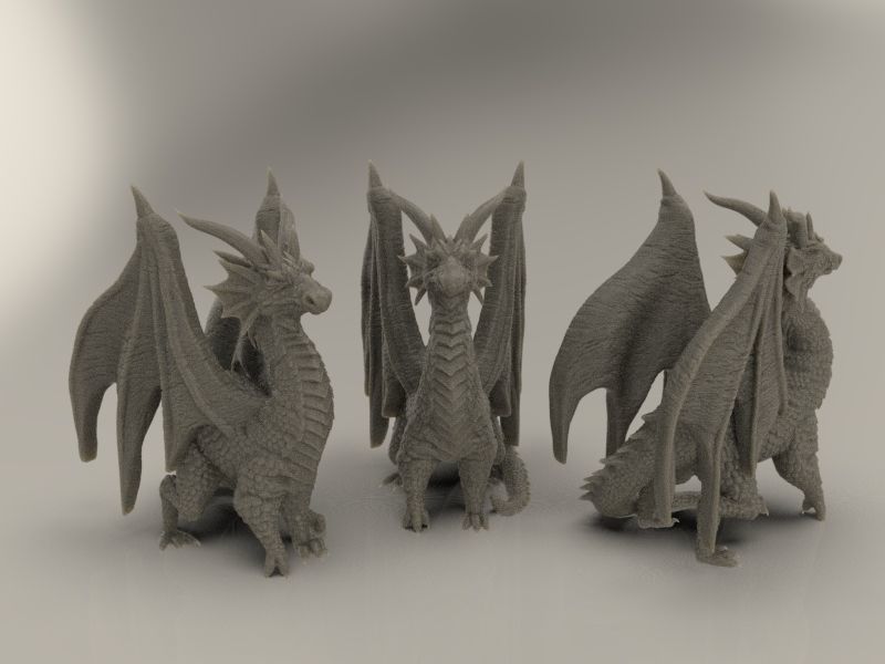 Dragon02 three dragons 3D print model_4