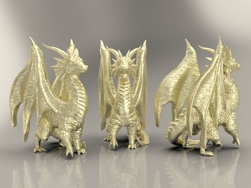 Dragon02 three dragons 3D print model_5