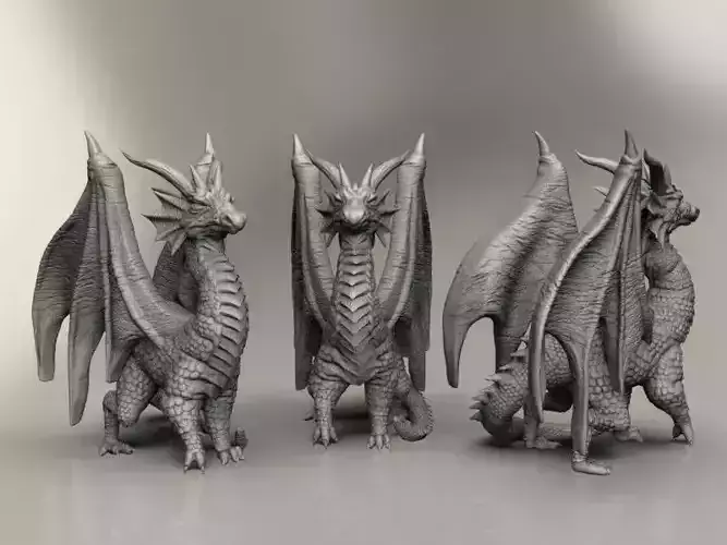 Dragon02 three dragons 3D print model