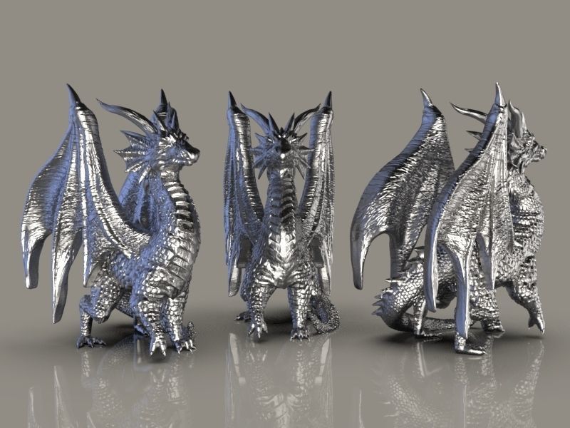 Dragon02 three dragons 3D print model_6