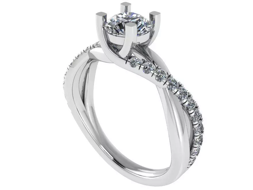 Round Diamond Twisted Ring 1029 3D print model