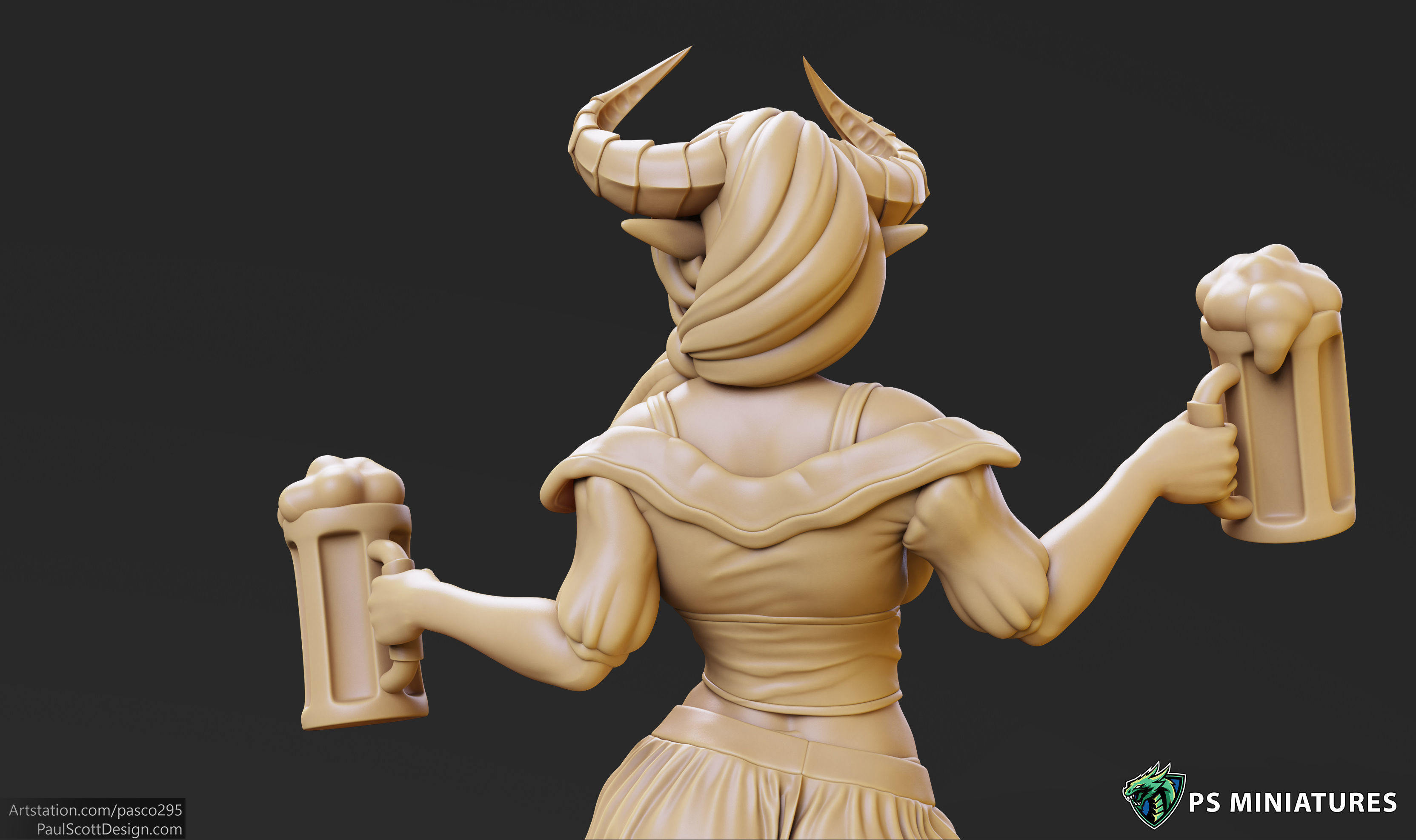 Tiefling Barmaid 01 - 2 Variants 3D print model_2