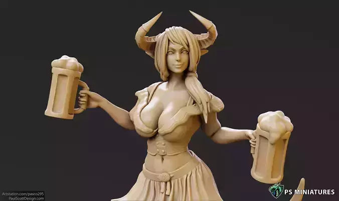 Tiefling Barmaid 01 - 2 Variants 3D print model