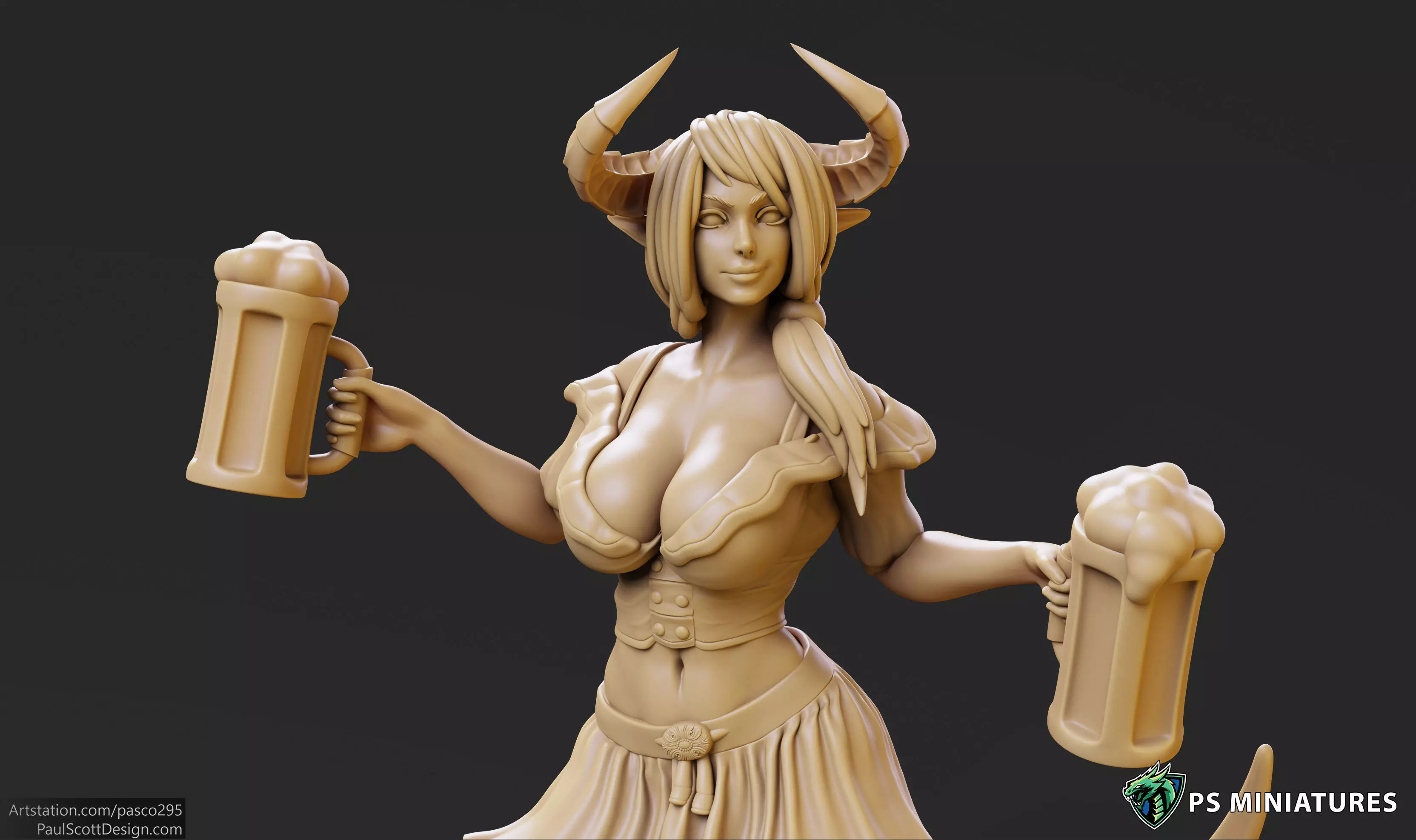 Tiefling Barmaid 01 - 2 Variants 3D print model_0