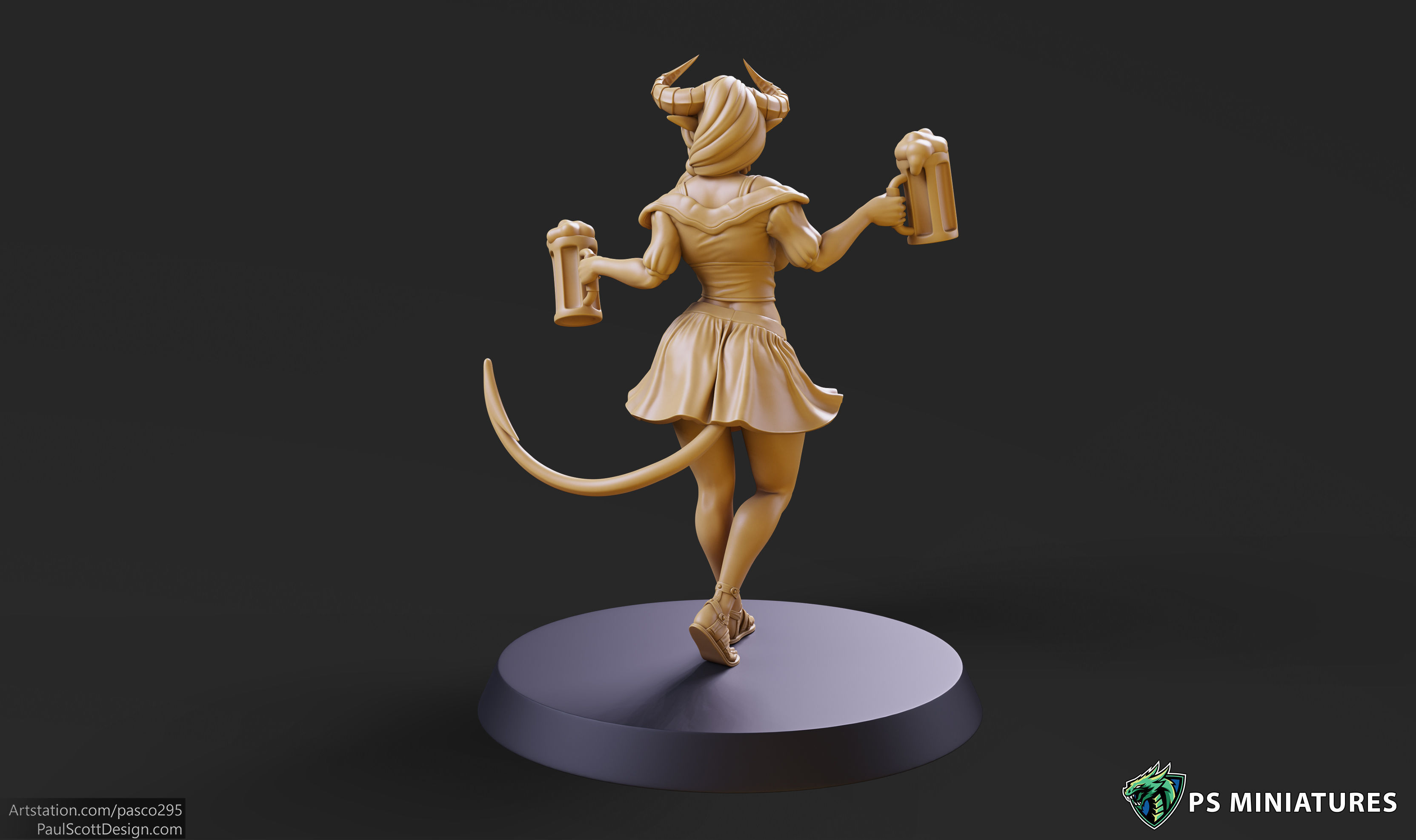 Tiefling Barmaid 01 - 2 Variants 3D print model_7
