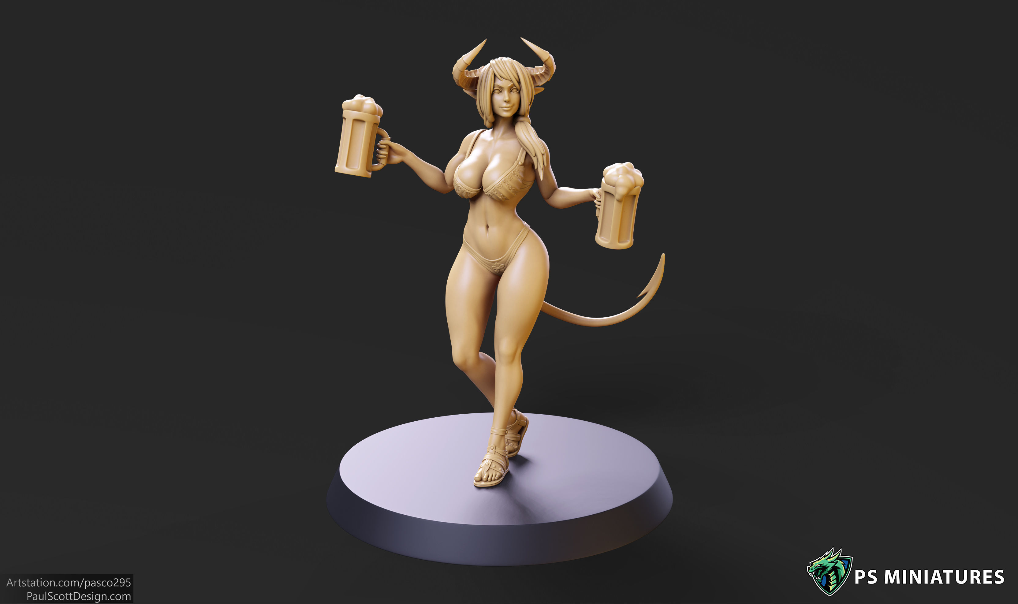 Tiefling Barmaid 01 - 2 Variants 3D print model_6