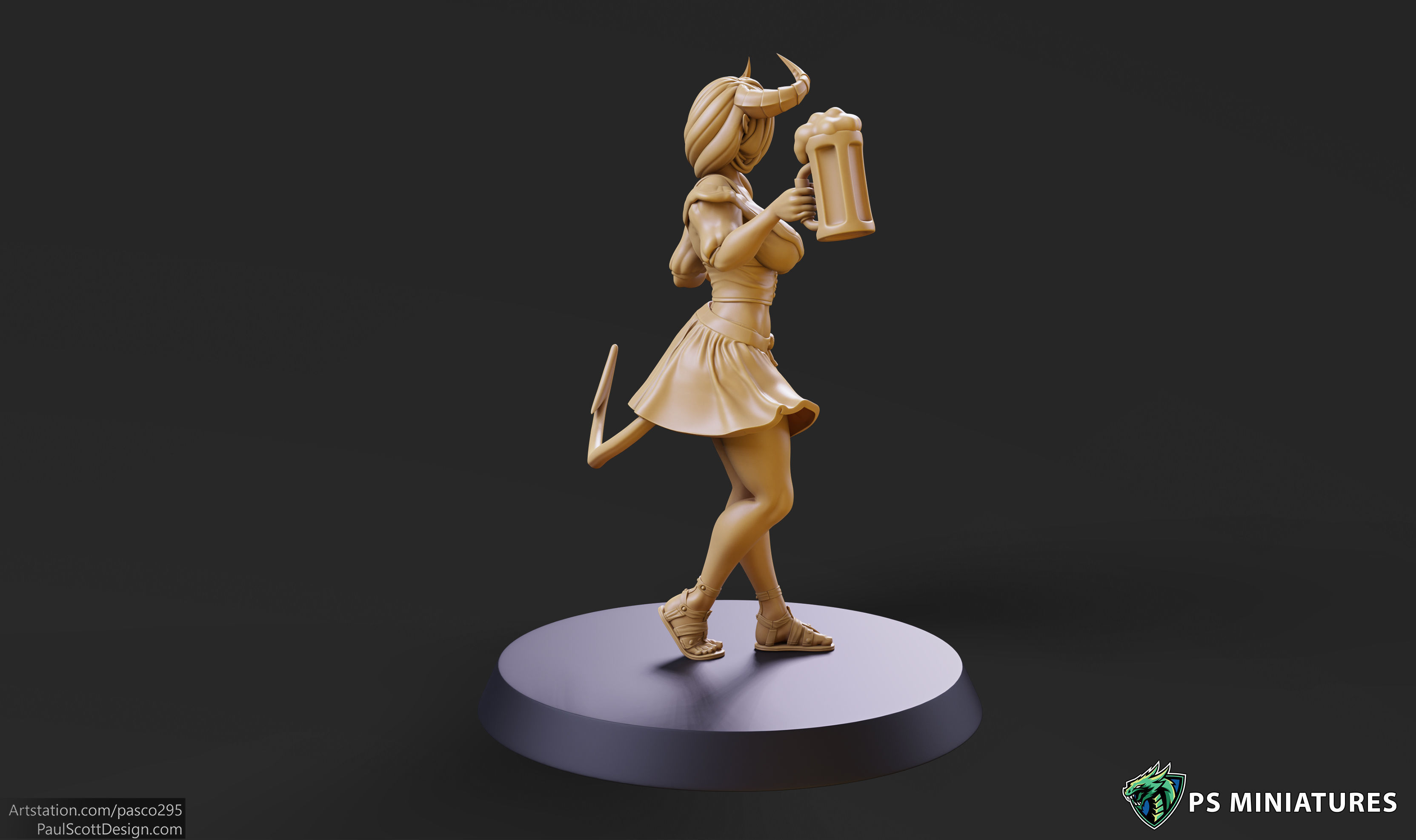 Tiefling Barmaid 01 - 2 Variants 3D print model_8