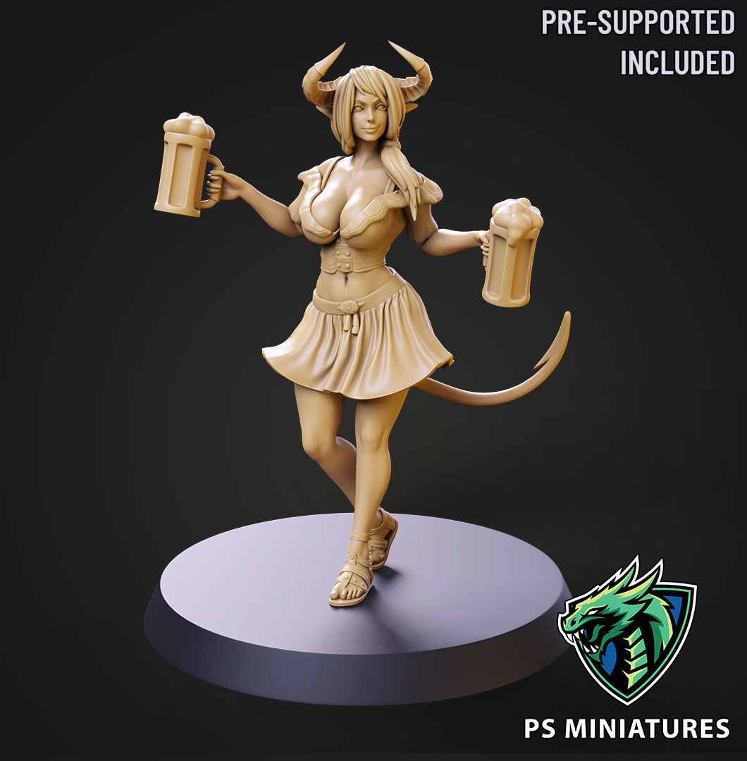 Tiefling Barmaid 01 - 2 Variants 3D print model_10