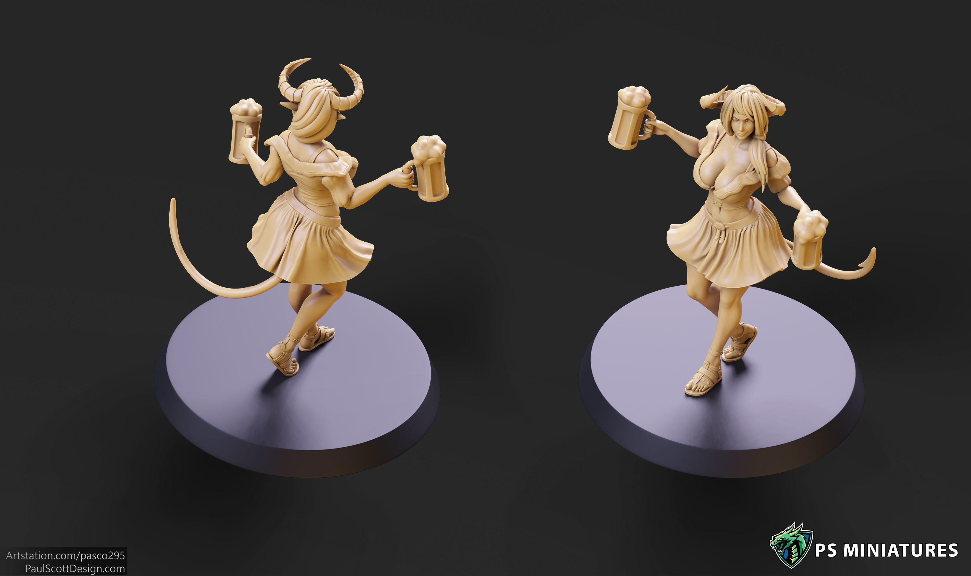 Tiefling Barmaid 01 - 2 Variants 3D print model_12