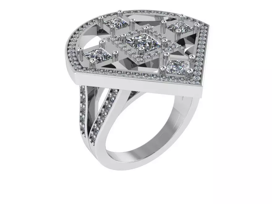 Diamond Shape Ring 1030 3D print model
