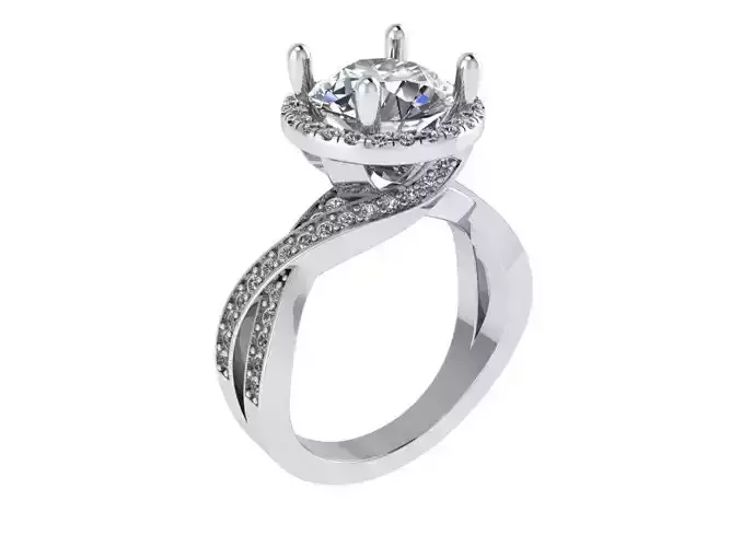 Round Halo Twisted Ring 1031