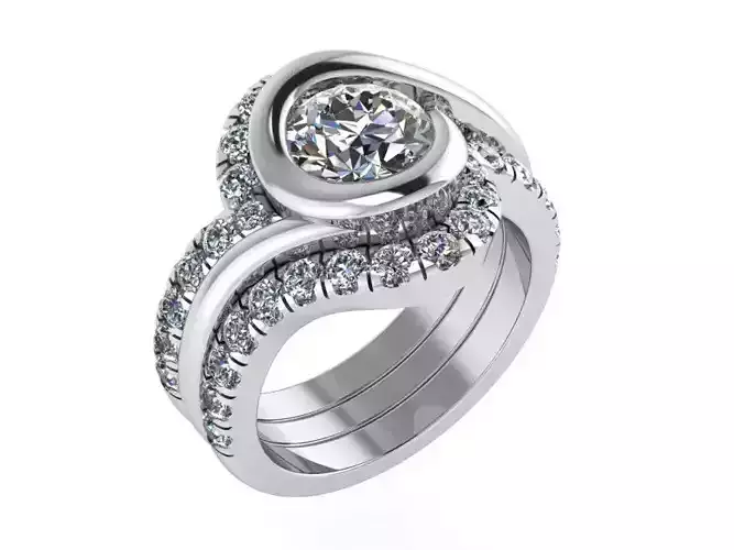 Round Diamond Double Band Ring 1033