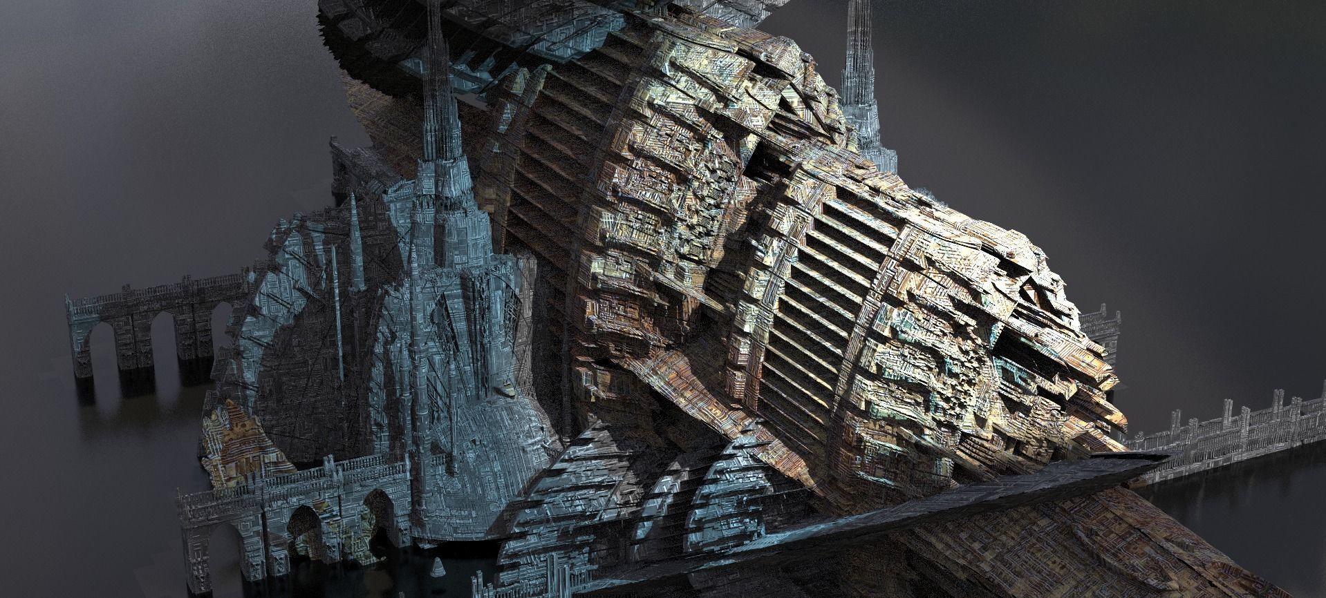 High Tech monolith Ships Kit bash  3D model_1