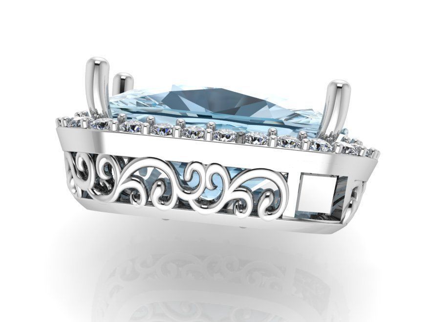 Cushion Halo Filigree Pendant 1036 3D print model_2