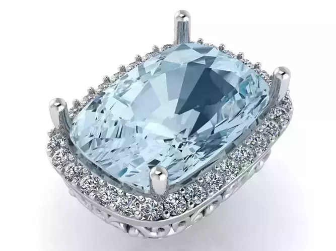 Cushion Halo Filigree Pendant 1036